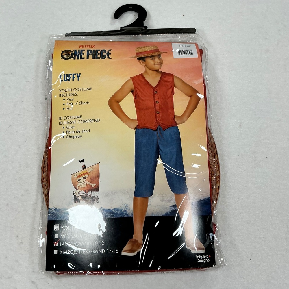 Netflix One Piece Luffy Youth Costume InSpirit Designs Red Vest Blue Shorts Hat